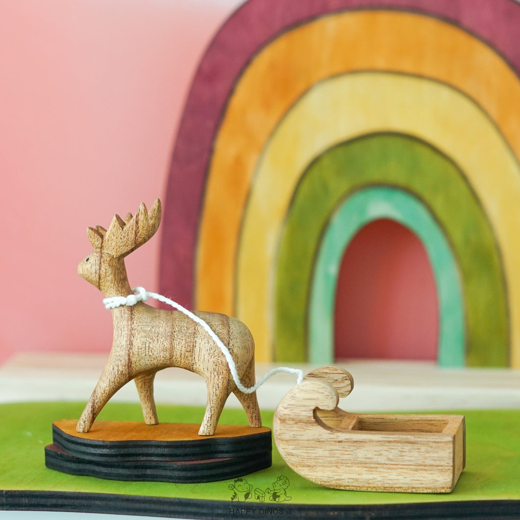 Wood Reindeer and Sleigh